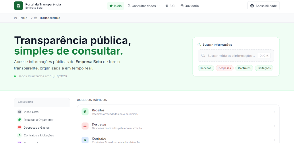Demonstração do Portal da Transparência